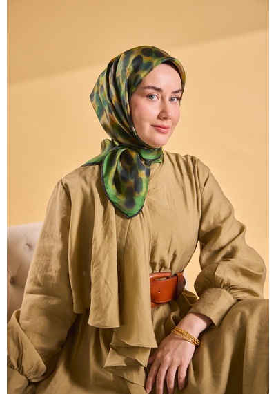 Silk Home Twill İpek Eşarp Noiré Yeşil 90x90 Çok Renkli