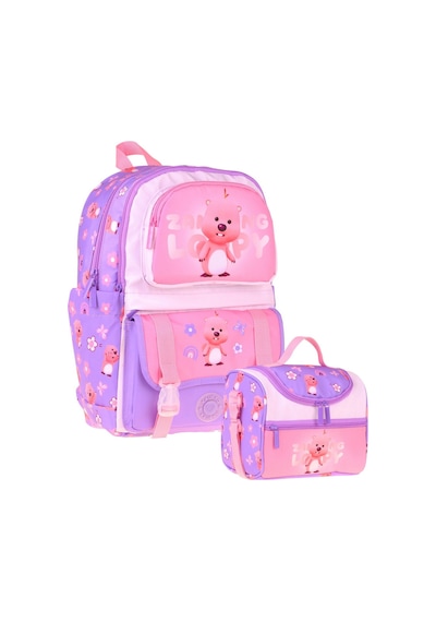 Kaukko Kids Loopy Kız Çocuk Lila - Pembe İlkokul Sırt Çantası Ve Beslenme Çanta Seti - Setkk-l5303b Çok Renkli