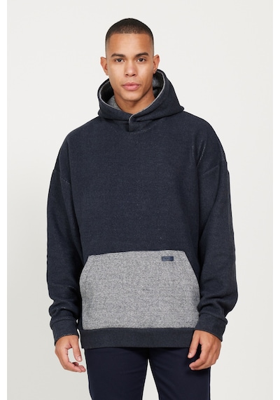 AC&Co / Altınyıldız Classics Erkek Indıgo Melanj Oversize Bol Kesim Kapüşonlu Desenli Pamuklu Sweatshirt İndigo