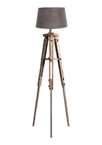 Piega Tripod Lambader Abajur Köşe Lambası Aydınlatma Fosil Eskitme Ağaç Country Masif Doğal Diğer