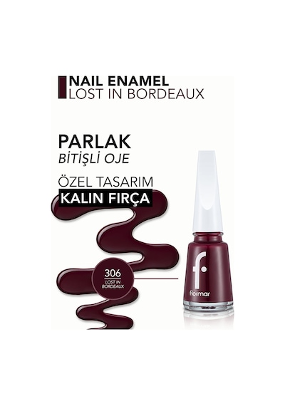 Flormar Nail Enamel Yüksek Pigmentli & Parlak Bitişli Oje Fne-306 Lost In Bordeaux
