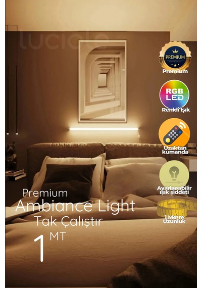 Çok Renkli Led Abajur Yapışkanlı 1 Metre Her Alana Uygun Uzaktan Kumandalı Cpink1