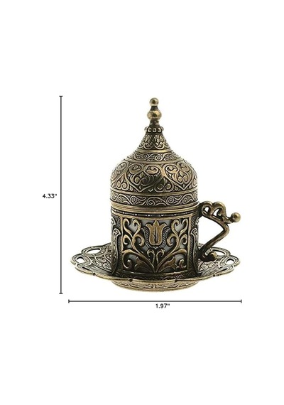 1 Adet Türk Yunan Arap Kahvesi Espresso Fincan Tabağı Lale Antik Yeşil Diğer
