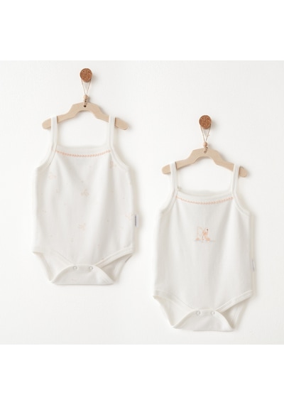 Andywawa Little Swan Love Kız Bebek 2 Parça Tulum Set Ac26539 Ekru