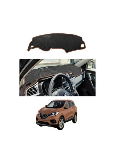 Renault - Kadjar 2015+ Uyumlu Torpido Koruma Kılıfı - Kahverengi Şeritli