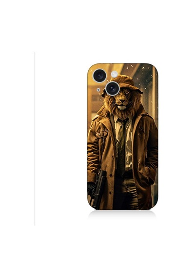 Apple Uyumlu iPhone 15 Plus Aslan Dedektif Desenli Silikon Kılıf Silikon