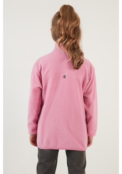 Lela Yumuşak Dokulu Fermuarlı Dik Yaka Şardonlu Kışlık Unisex Çocuk Polar 5905002 Şeker Pembe