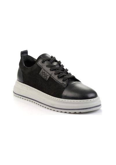 Bambi Siyah Siyah Hakiki Deri Erkek Sneaker E01398071201 Siyah