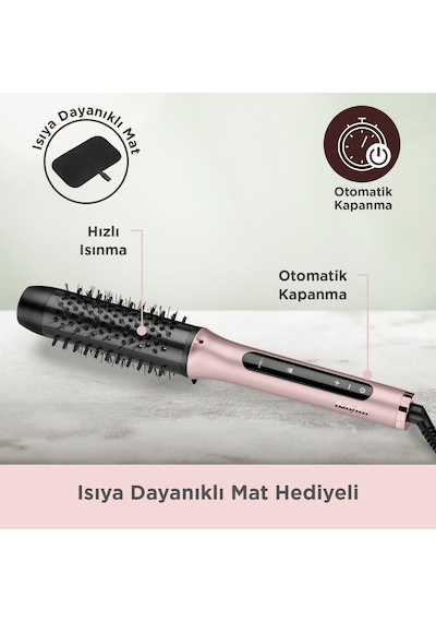 Babyliss Volume Boost İyon Etkili 4 Isı Ayarlı Seramik Isıtıcı Gövdeli Termal Saç Fırçası Pembe Hsb200e