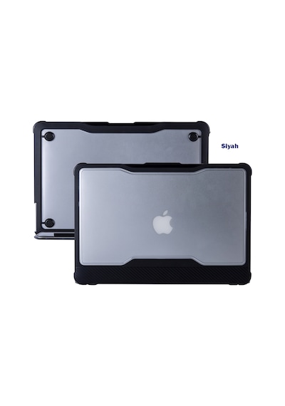 Apple Uyumlu MacBook Air Kılıf Darbe Emici Outdoorhf Touchıd'li A1932 İle 2018/2019 Siyah
