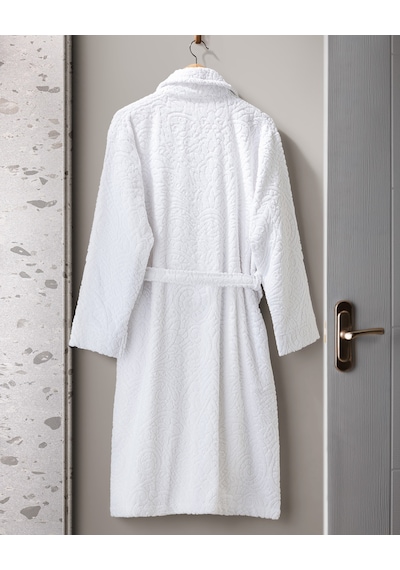 Madame Coco Bernay %100 Pamuk Jakarlı Unisex Şalyaka Bornoz - Gri - Natural Koleksiyon Born0000000062 S - M Gri