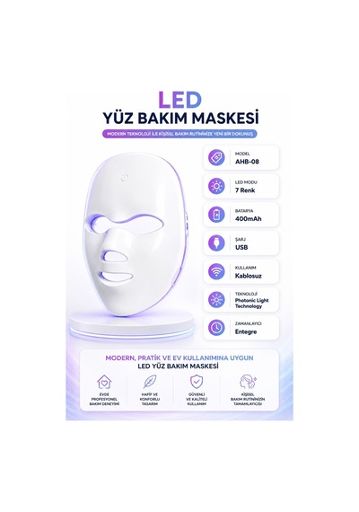 Robeve Auhma Ahb-08 Led Yüz Bakım Maskesi - 7 Renk Led Işık Teknolojisi, Kablosuz Kullanım, 400mah Şarjlı Batarya, Entegre Zamanlayıcı, Evde Profesyonel Cilt Bakım Cihazı, Led Skin Care Face Mask Robeve Auhma Ahb-08 Led Yüz Bakım Maskesi - 7 Renk Led Işık Teknolojisi, Kablosuz Kullanım, 400mah Şarjlı Batarya, Entegre Zamanlayıcı, Evde Profesyonel Cilt Bakım Cihazı, Led Skin Care Face Mask