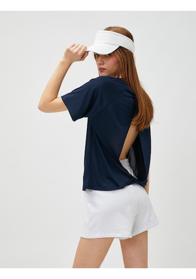 Koton Modal Spor Tişört Pencere Detaylı Lacivert 3sak10040nk 3SAK10040NK704 Lacivert