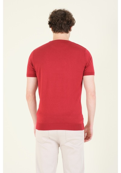 Giyim Dünyası Kadın Sıfır Yaka Merserize T-shirt Bordo 001