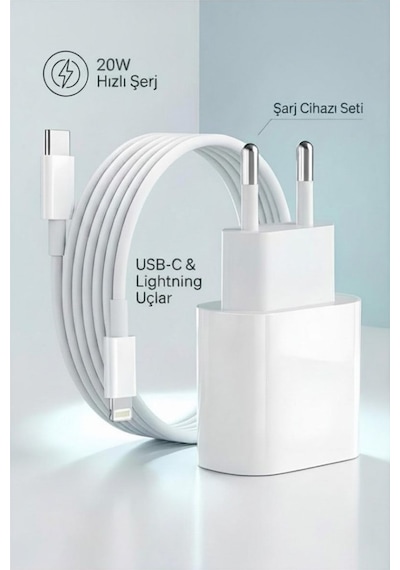 Solgun 20w Iphone Uyumlu Hızlı Şarj Aleti Adaptör + Kablo 1m 11/12/13/14 Serisi