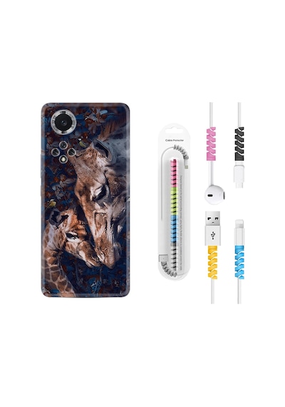 Huawei Nova 9 Kılıf Kablo Koruyuculu Flowers Giraffe 1338