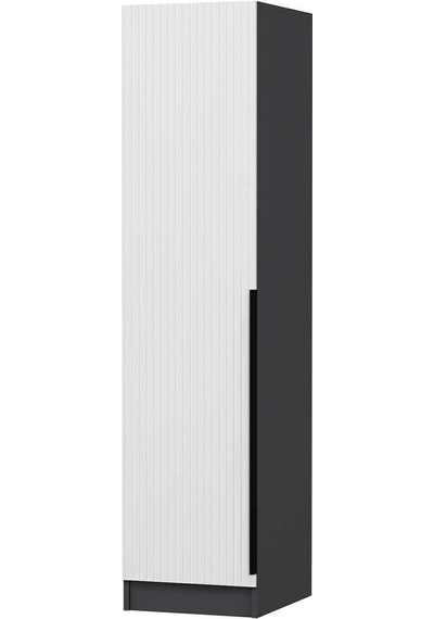 Minar Kale 1 Kapaklı Dolap Antrasit - Beyaz Çizgili Mebran 210cm