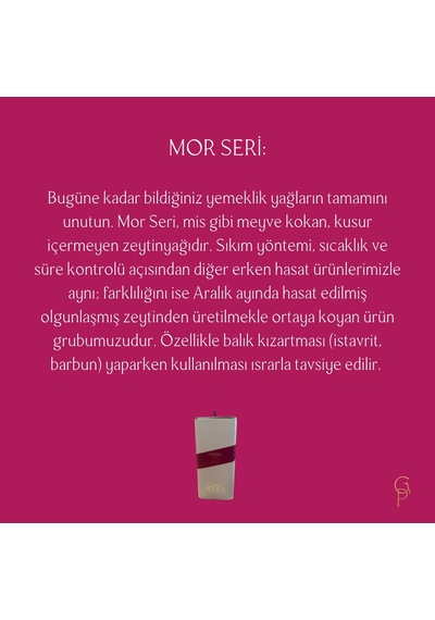 Milas Memecik Erken Hasat Soğuk Sıkım Mor Seri 3 L Teneke