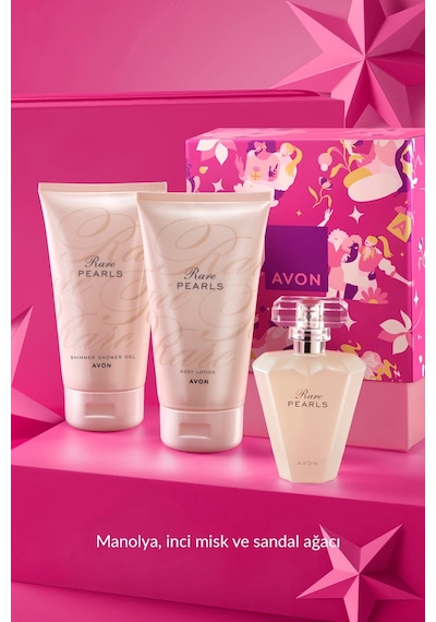 Avon Rare Pearls Kadın Parfüm EDP 50 ML + Shimmer Duş Jeli 150 ML + Vücut Losyonu 150 ML