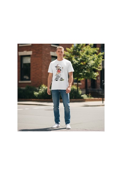 Urbantrendstore Unisex Motosiklet Kaykay Funny Eğlenceli Oversize Fit Rahat Geniş Salaş T-shirt Günlük Tişört Beyaz