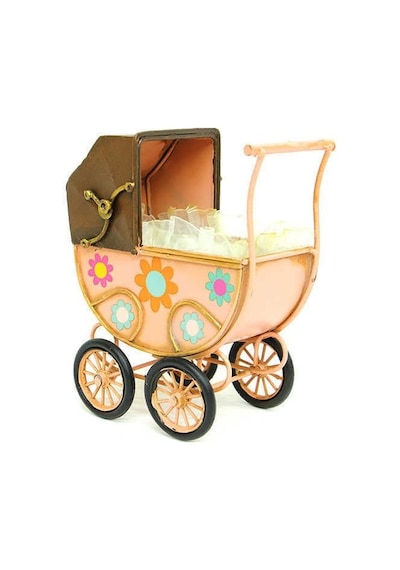 Dekoratif Metal Bebek Arabası C0259 1 Ad