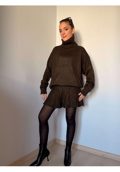 Ali Butik Acı Kahve Balıkçı Yaka Triko Takım Kahve