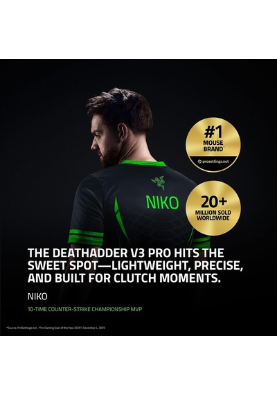 Deathadder V3 Pro - Hafif Kablosuz Ergonomik Espor Faresi 64g Hafif Tasarım, Focus Pro 30k Optik Sensör, Fare Anahtarı Gen-3, Hyperspeed Kablosuz Beyaz