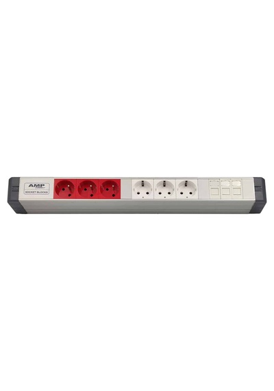 Amp Connect Alüminyum Profil Yatay Donatılmış Brotik 3 Ups Prizi 3 Şebeke Prizi 3 Cat3 Telefon Veya Cat5 Cat6 Data Prizi