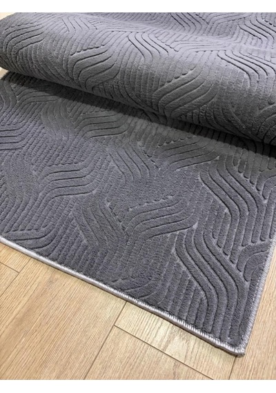 Düz Antrasit Gri Yıkanabilir Kaymaz Taban Kesme Yolluk Salon Oturma Odası Mutfak Halı