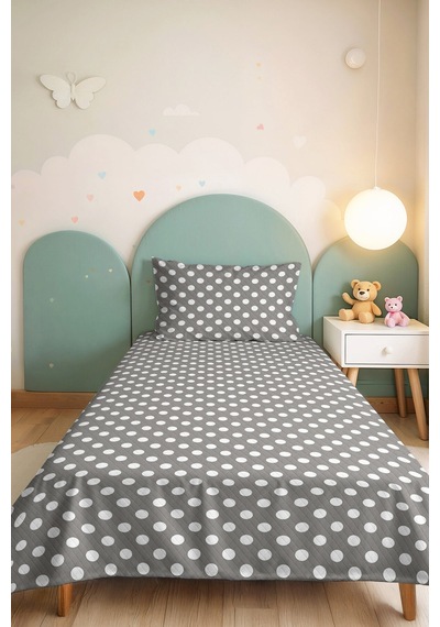 Gri Puantiyeli Modern Genç Odası Tek Kişilik Pike Takımı-geometrik 160x220 Cm Kapitone Yatak Örtüsü Ayazlı Çiçek Gölgesi