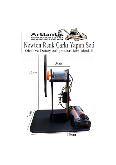 Newton Renk Çarkı Yapım Seti 1 Adet 12x7x10 Cm Fen Bilimleri Deney Setleri Okul Sınıf Nevton Çarkı