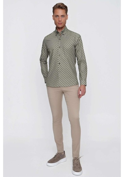 Efor G 1517 Slim Fit Haki Spor Gömlek Haki