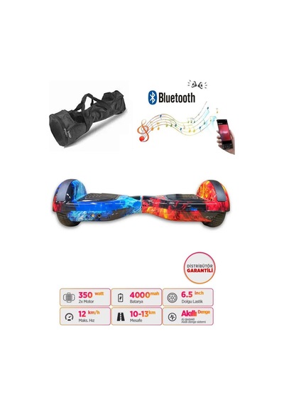 Citymate Elektrikli Kaykay Hoverboard Akıllı Denge 6.5 Inch + Hoverkart + Çanta Extrem Paket D10