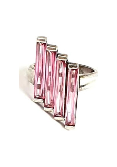 Pembe Zirkon Taşlı Italyan Tasarımı Gümüş Piatti Yüzük 19