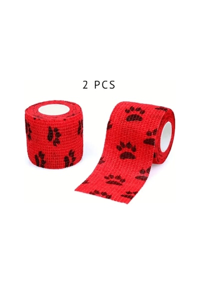 Bybars Octacare Kendinden Yapışkanlı Kedi Ve Köpek Pati Bandajı, Kırmızı, 7,5 Cm X 4,5 Metre, 2 Adet