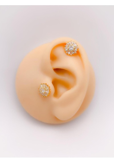 Lexroo Taşlı Kar Tanesi Figürlü Kıkırdak Helix Tragus Piercing 1a Diğer