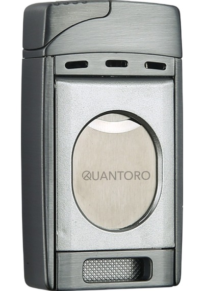 Quantoro Çift Torch Pürmüz Easy Cut Gümüş Metal Puro Çakmağı - Trz1189
