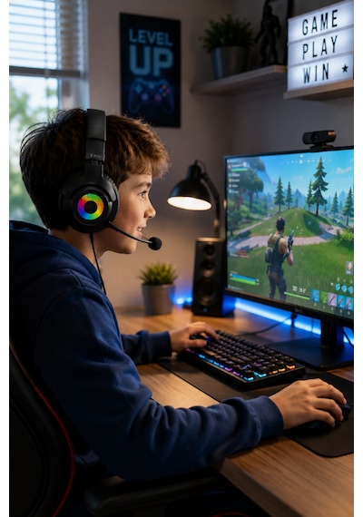 Oyuncu Kulaklığı Mikrofonlu Rgb Led Işıklı 3.5mm Type-c Pc Ps Xbox Uyumlu