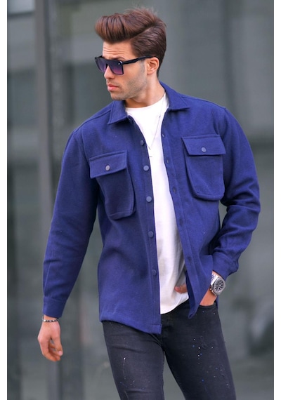 Madmext Lacivert Oversize Oduncu Erkek Gömlek 6709 Lacivert