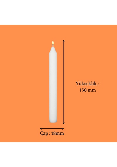 22 Lı Beyaz Bakkal Mum Çap : 1.8 Cm Beyaz
