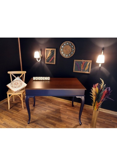 Wooding-Mobilya Wooding 100 Cm Masif Lacivert Ceviz Yemek Masası
