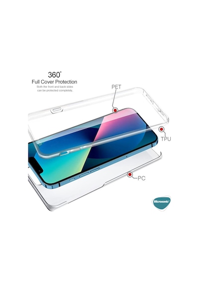 Microsonic Apple iPhone Uyumlu 15 Plus Kılıf 6 Tarafı Tam Full Koruma 360 Clear Soft Şeffaf -
