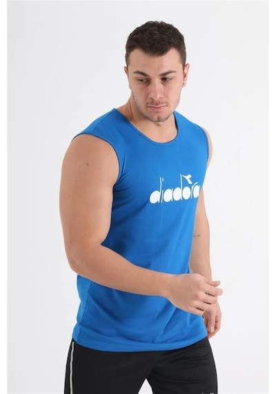Diadora Therm Erkek Mavi Kolsuz T-shirt - 1atl01-mavi Siyah