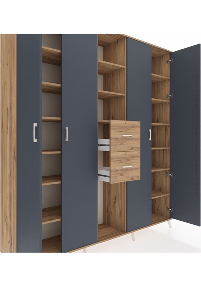 Hyperion Dolap 15 Raflı 2 Çekmeceli 4 Kapaklı 220x44x243 Çam-antrasit/çam Antrasıt/atlas Çam Hyperion Dolap 15 Raflı 2 Çekmeceli 4 Kapaklı 220x44x243 Çam-antrasit/çam Antrasıt/atlas Çam