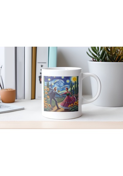 Dans Eden Frida Kahlo Ve Van Gogh Kupa Bardak Sanatsal Tarz Romantik Hediye Kupa Beyaz