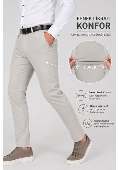 Classics Men Caserta Slim Fit Likralı Boru Erkek Kumaş Pantolon - 7712 Taş