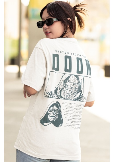 Doctor Doom Süper Film Kahraman Sırt Baskılı Unisex Oversize Tişö Beyaz