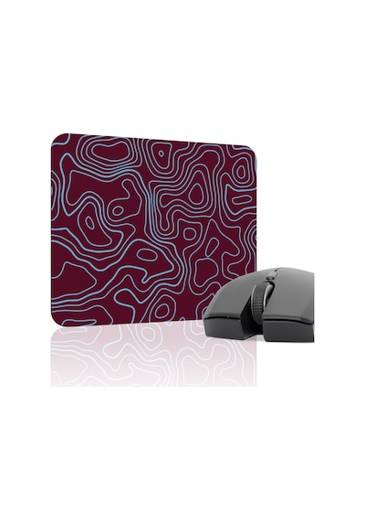 Bordo Mavi 22x18 Taraftar Gaming Oyuncu Mouse Pad Kaymaz Taban Küçük Klavye Fare Altlığı Topography