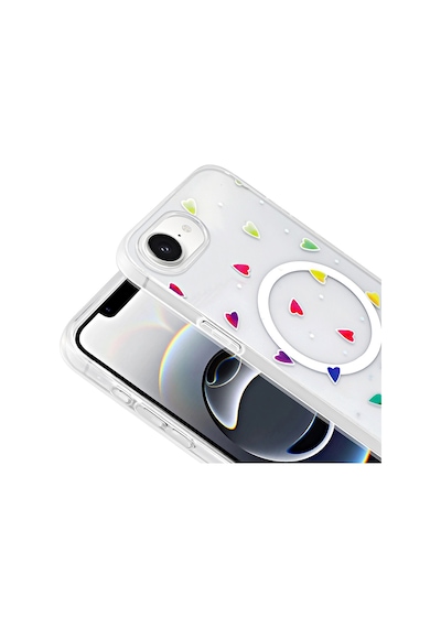 Apple Uyumlu iPhone 17e Kılıf M-safe Şarj Özellikli Şeffaf Zore Folk Sert Kapak - Çilek,