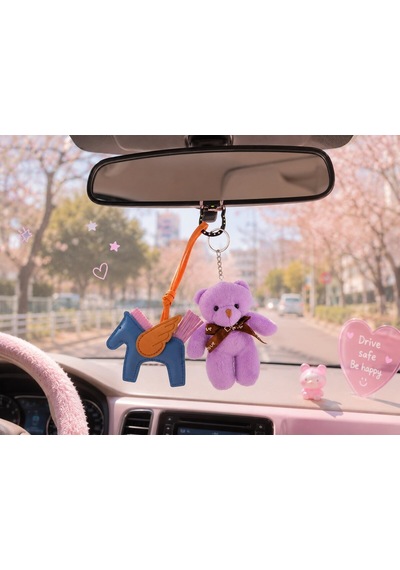 Sevgiliye Hediye Çanta Aksesuar Peluş Sevimli Ayıcık & Kanatlı At & Kedili Kanca Charm Aksesuar Süsü Çok Renkli